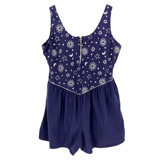 SOLD Vintage 90s Skirted Swimsuit Womens Sz 1X Nevy Blue Celestial Print Zip - Picture 2 of 8